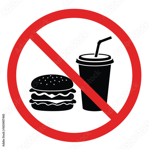 No food and drink symbol with burger and soda cup no drink