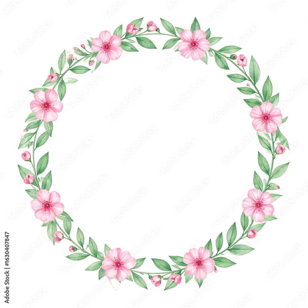 Fototapeta premium Delicate floral circle frame
