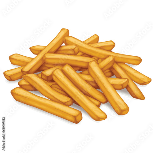 Pile of golden french fries on a white background potato