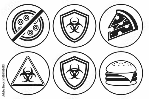 Biohazard Food Safety Icons Collection.