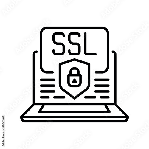 ssl certificate black line icon. Vector isolated element