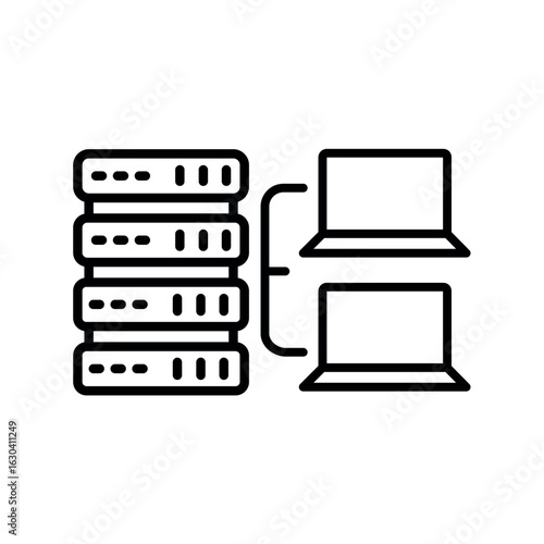 virtual machine black line icon. Vector isolated element