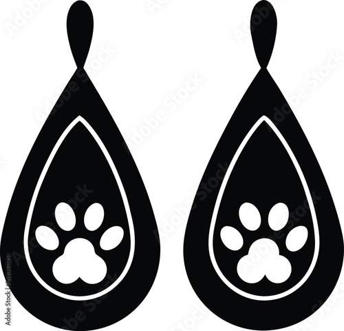 Paw Print Teardrop Earrings Silhouette