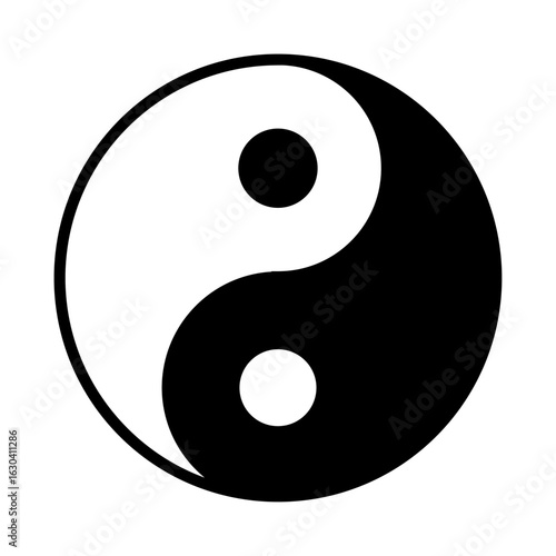 Yin Yang Icon on Transparent Background. Symbol. Harmony. Vector Illustration