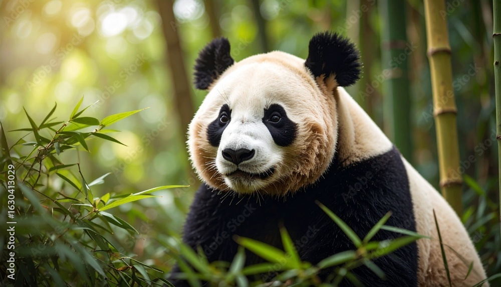 Obraz premium Majestic Panda in Bamboo Forest