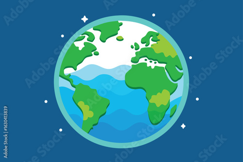 Earth Globe with Nature Elements Vector

