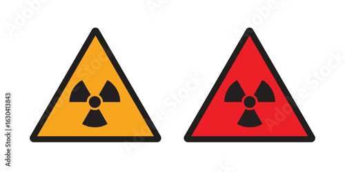 radiation warning sign yellow and red on transparent background