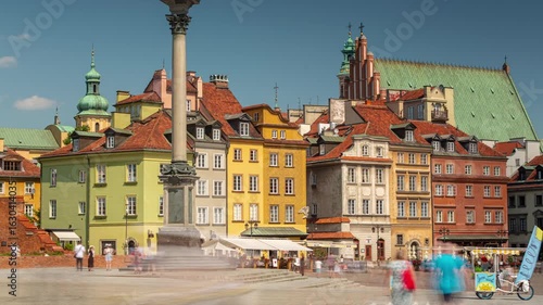 Wallpaper Mural sunny day warsaw city center famous old town cafe terrace square panorama timelapse 4k poland Torontodigital.ca