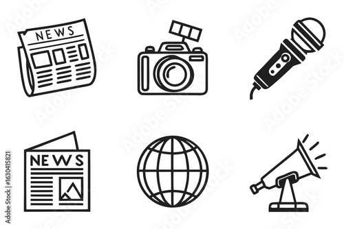 Collection of Media and Journalism Icons.