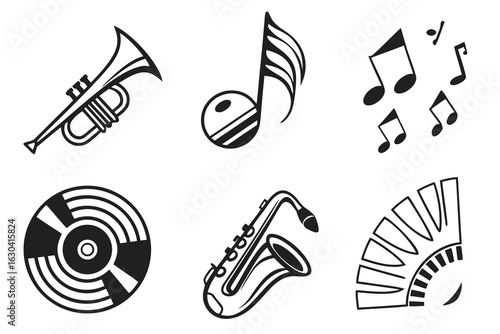 Collection of Musical Instruments and Notes.