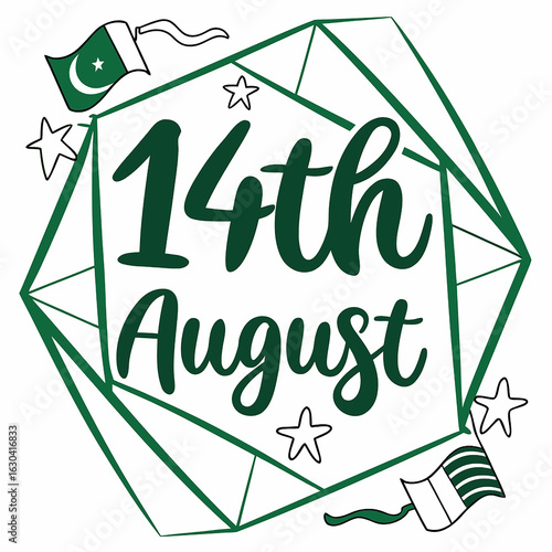 The image is an illustration celebrating August 14th. It includes the text 