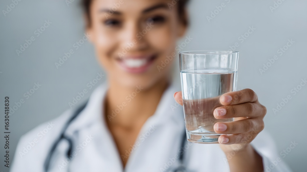 Health professional recommending increased water intake Health professional recommending increased water intake