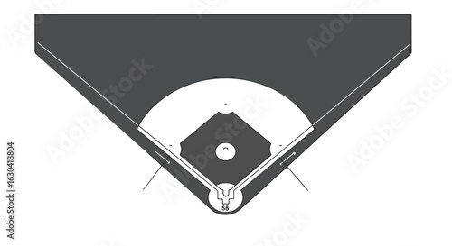 Baseball diamond layout illustration perfect for sports graphics and training materials, offering a clear view of the field and base paths for strategic planning