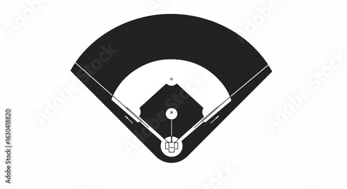 Diagram of baseball infield with basepaths and home plate shows the layout of the field for game strategy and educational purposes for coaches and players