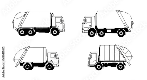 Wallpaper Mural Garbage Truck Line Art Set, Perfect for Waste Management Designs, Clean Up Projects and Environmental Awareness Campaigns, Delivering Powerful Visual Impact Torontodigital.ca