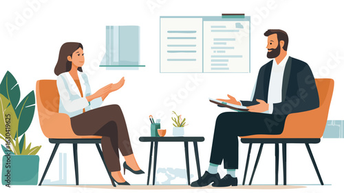 Two business people are working together on a laptop at a cafe