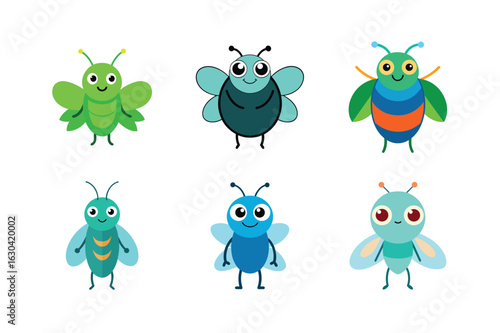 set of funny cartoon monsters