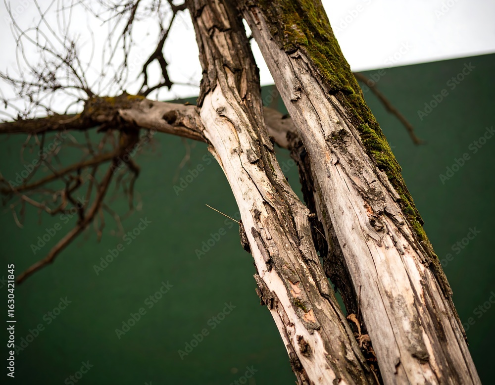 Obraz premium Aged tree trunk with moss