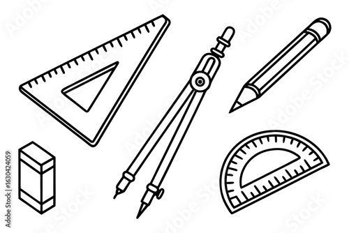 Geometric Drawing Tools Set Illustration.