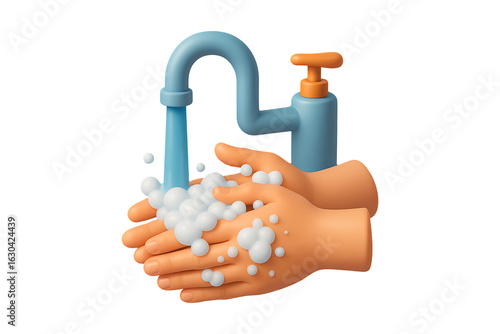 Clean Hands Hygiene 3D Illustration Isolated on a Transparent Background