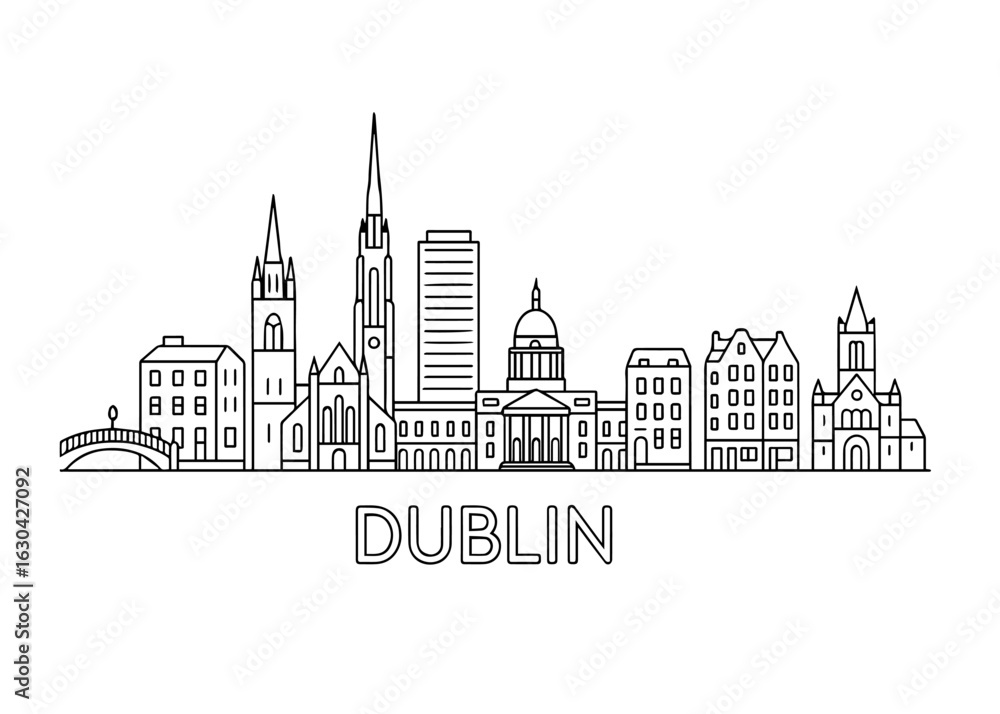 Obraz premium Dublin city skyline vector on white background Vector line city skyline