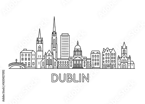 Dublin city skyline vector on white background
Vector line city skyline