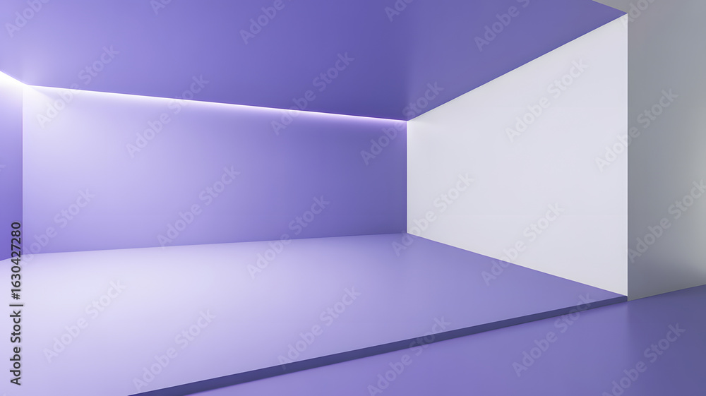 Fototapeta premium Geometric Harmony: A visually striking interior space, defined by clean lines, minimalist forms, and a serene monochromatic palette.