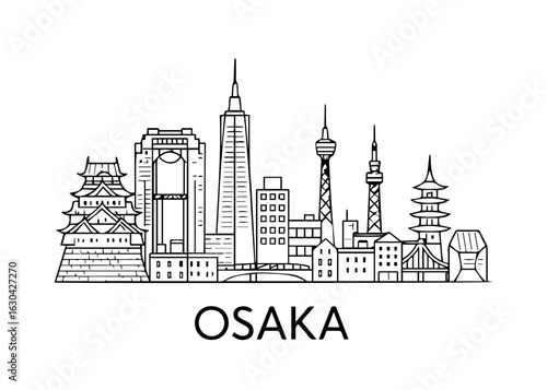 Osaka city skyline vector on white background
Vector line city skyline