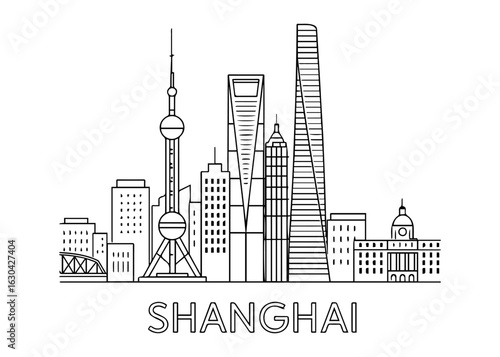 Shanghai city skyline vector on white background
Vector line city skyline