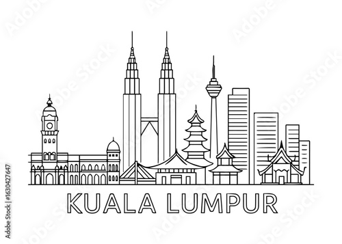 Kuala Lumpur city skyline vector on white background
Vector line city skyline