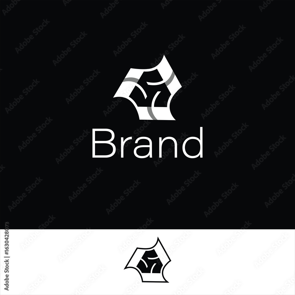 Fototapeta premium Letter S Monogram with Musical Flag and Triangular Hooks Isolated with Two Different Background.