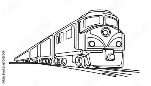 Continuous one single minimal line drawing train