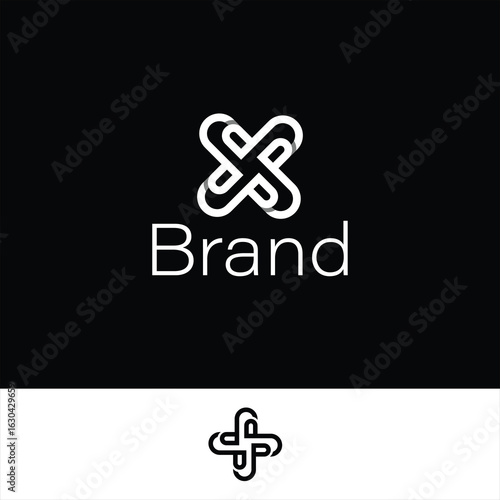 Geometric Tetra Letter P Cross Monogram Logo Isolated with Two Different Background.