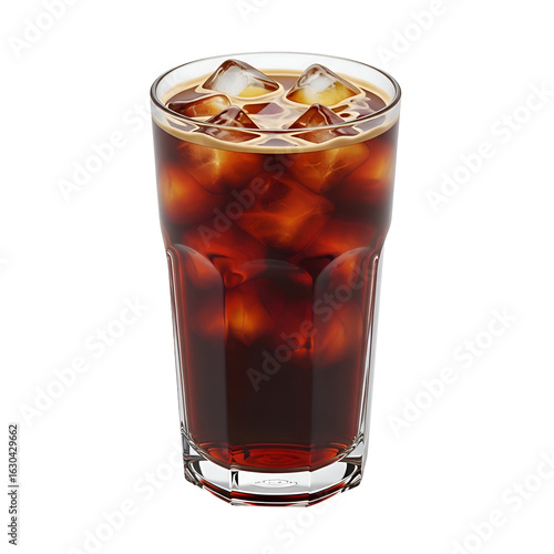 Refreshing Iced Coffee Drink with Ice Cubes.