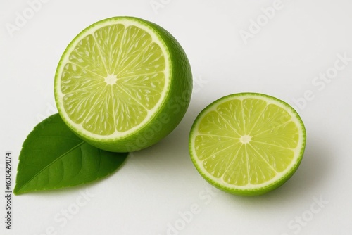 A Lemon Slice Presents a Close-Up of Vibrant Green Hues and Delicate White Rind