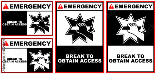 Set Collections break to obtain access emergency sign sign template design vector illustration