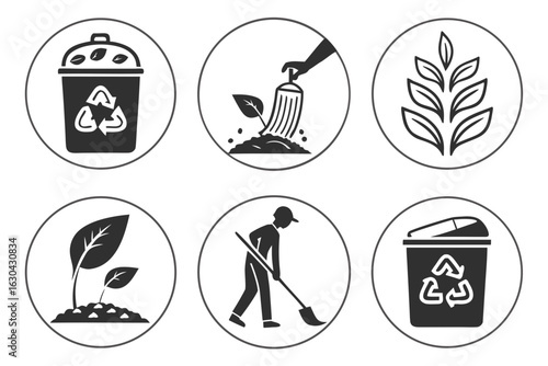 Environmental Icons Recycling Planting and Gardening.
