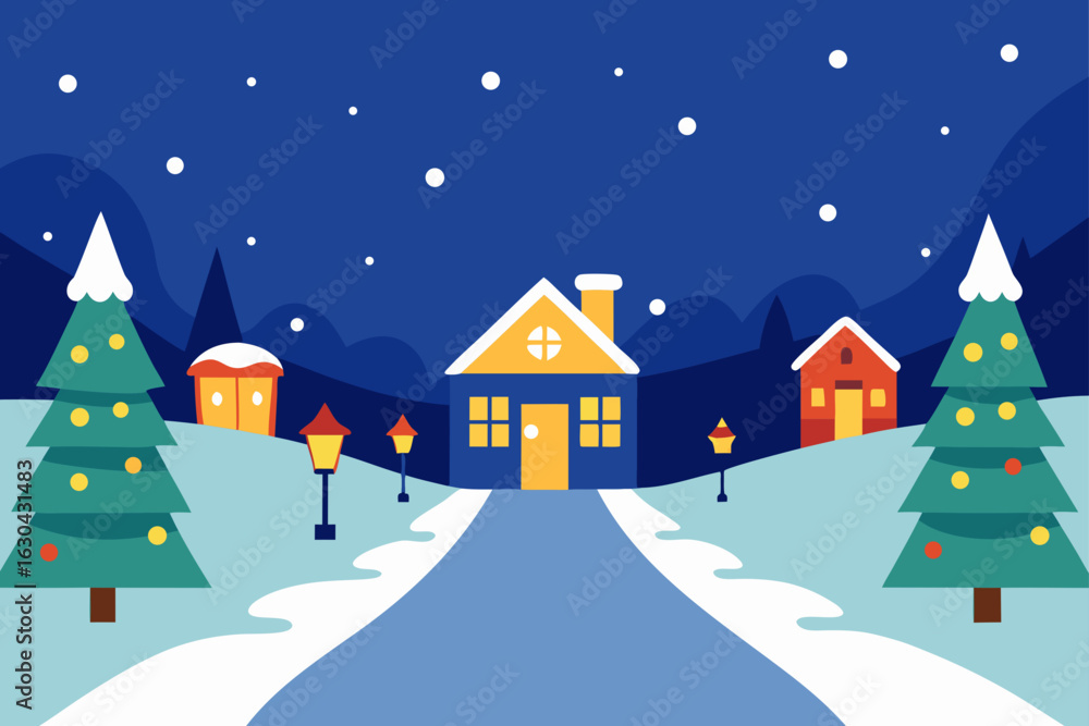 Fototapeta premium Picturesque Winter Scene on a Snow-Covered Wooden Bridge