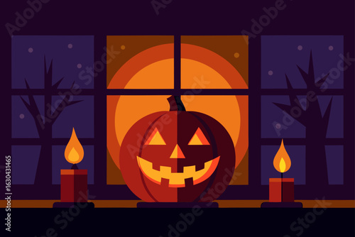 Spooky Carved Pumpkin with a Menacing Grin