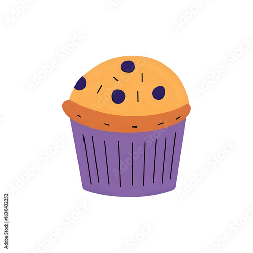 Delicious Blueberry Muffin Illustration: Vibrant Bakery Graphic