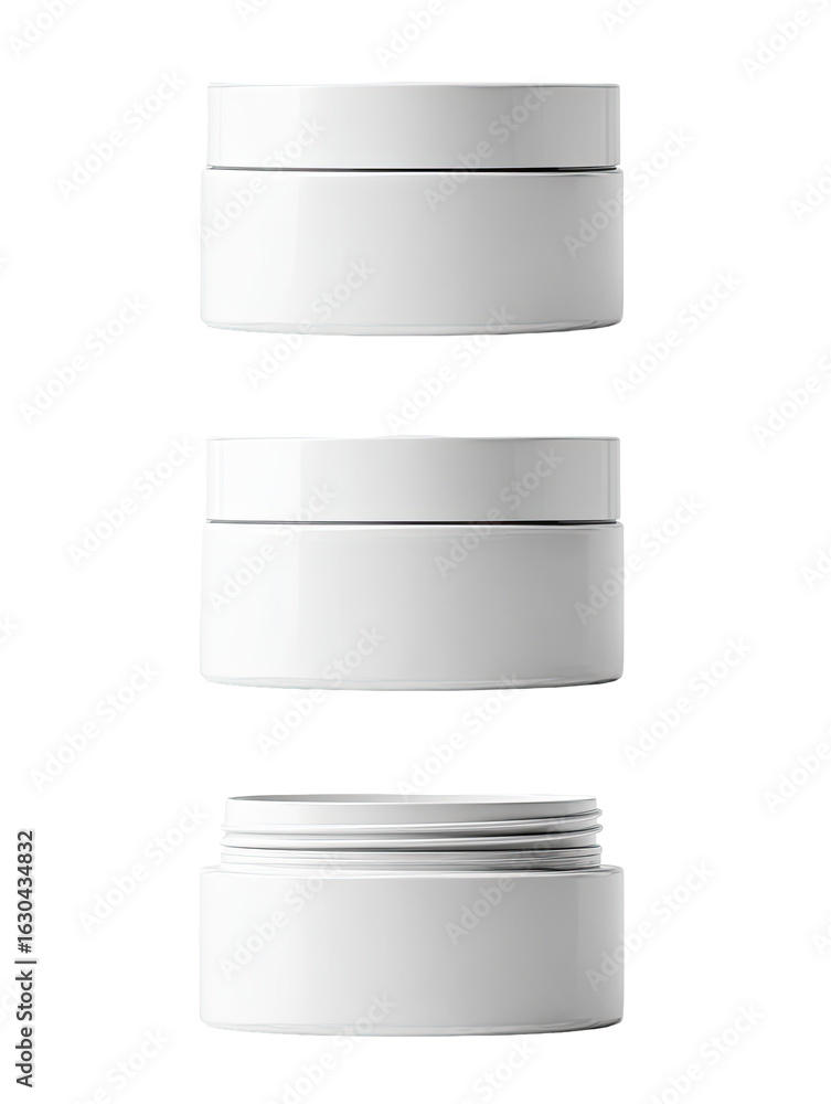 Obraz premium Three white cosmetic jars