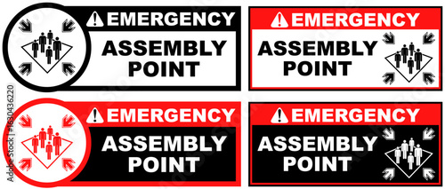 Set Collections assembly point emergency sign template design vector illustration