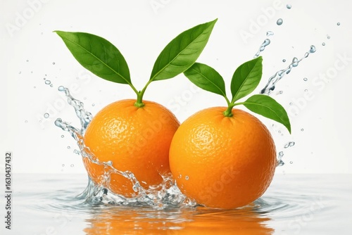 Freshly Squeezed Oranges Splash into a Pool of Water, Capturing the Vibrant Life of Nature