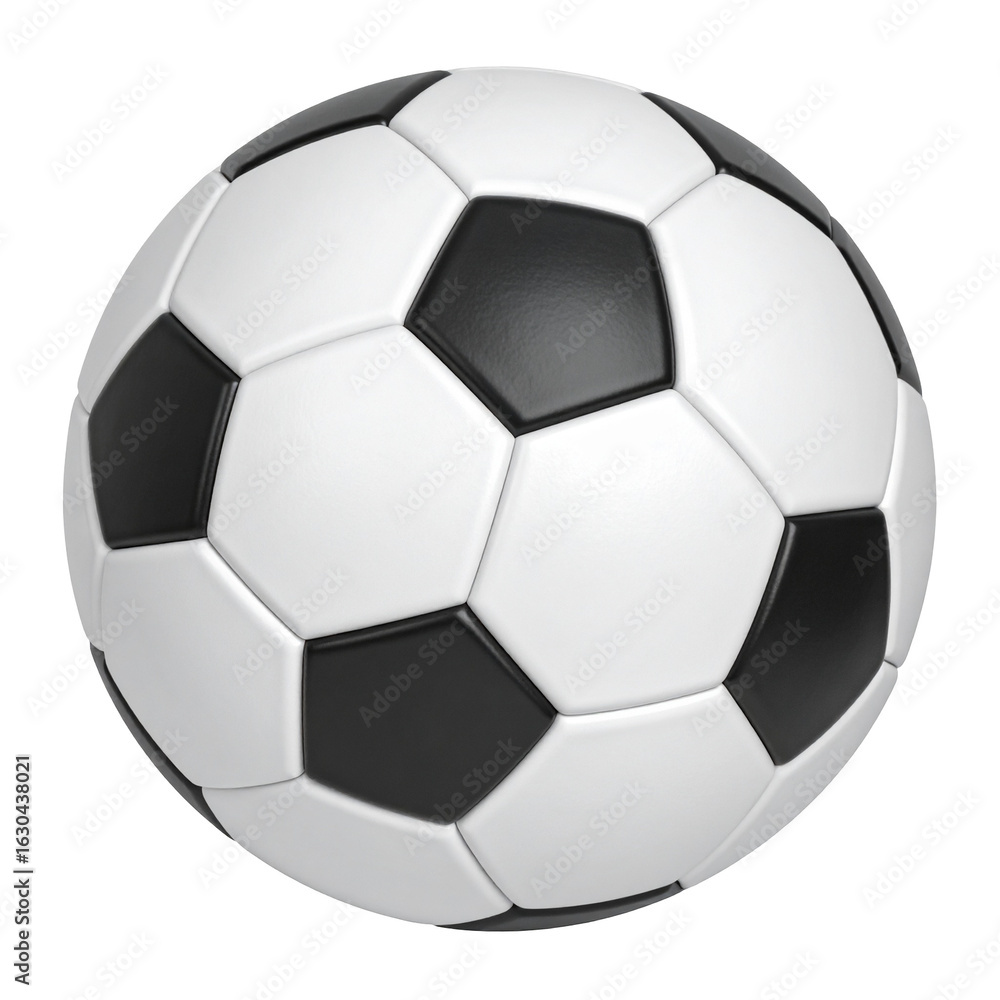 Fototapeta premium Soccer ball with classic pattern on transparent background