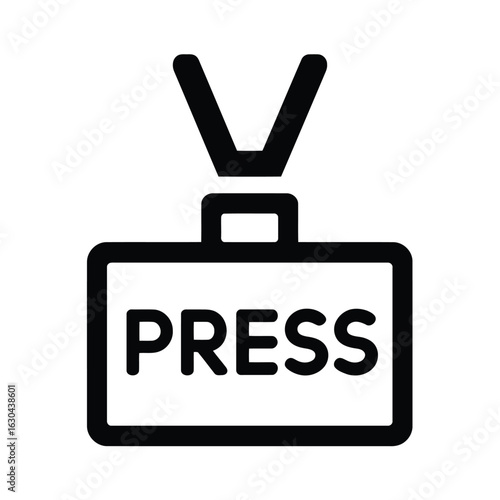 Vector illustration of a press badge icon representing media access for journalists and reporters at events and conferences