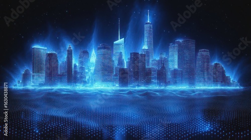 Neon NYC skyline, digital art