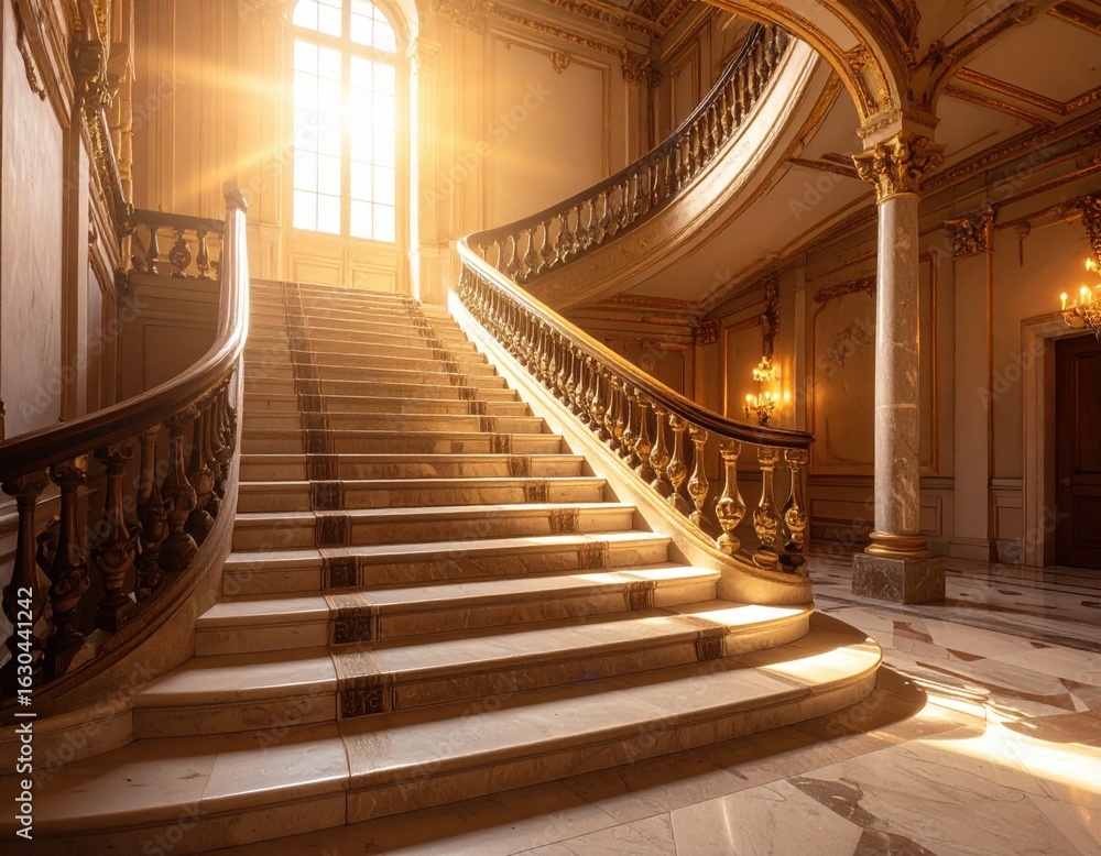 Obraz premium Grandiose Marble Staircase In Historic Mansion