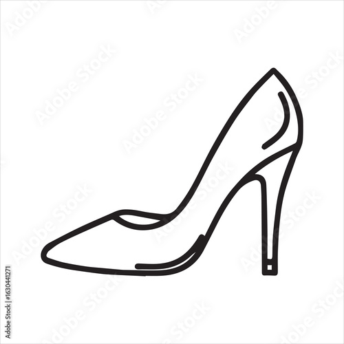 Black outline pointed toe high heel shoe footwear fashion