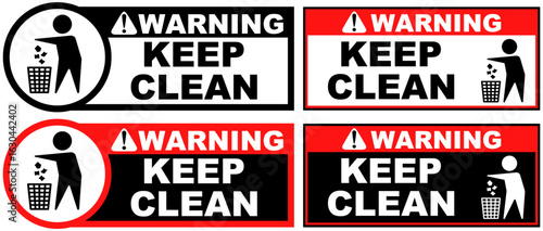 Set Collections keep clean warning sign template design vector illustration