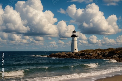 A Lighthouse Stands Vigilant Over the Ocean's Embrace